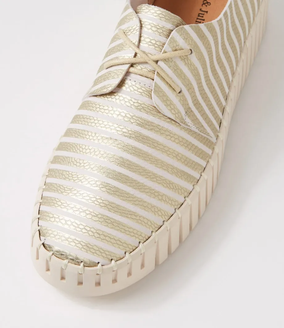 Brenda Milk Gold Stripe Leather Sneakers
