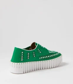 Brodies Emerald White Patent Leather Sneakers