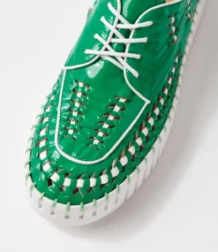 Brodies Emerald White Patent Leather Sneakers