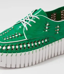 Brodies Emerald White Patent Leather Sneakers