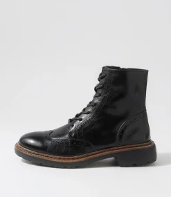Buford Black Leather Lace Up Boots