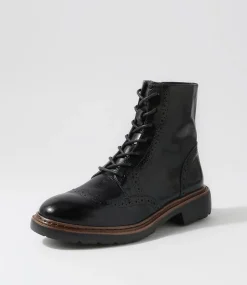 Buford Black Leather Lace Up Boots