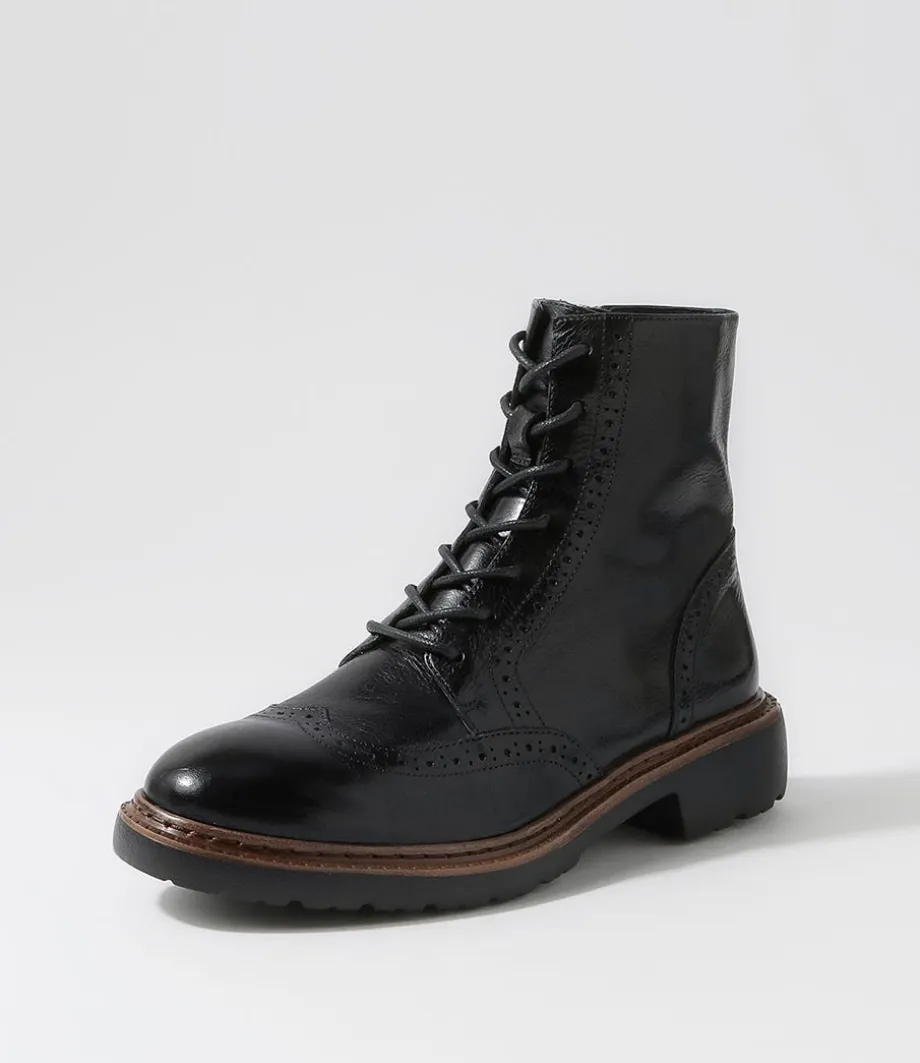 Buford Black Leather Lace Up Boots