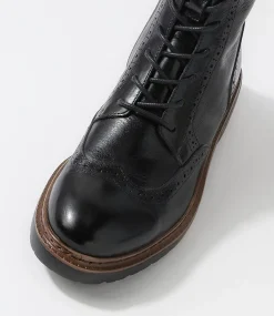 Buford Black Leather Lace Up Boots
