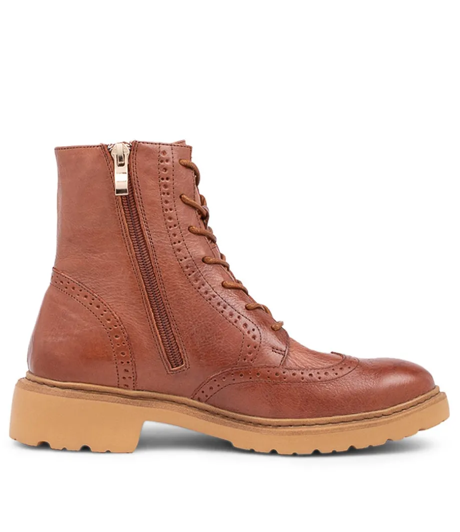Buford Cognac Leather Lace Up Boots