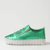 Bump Emerald White Croc Leather Sneakers