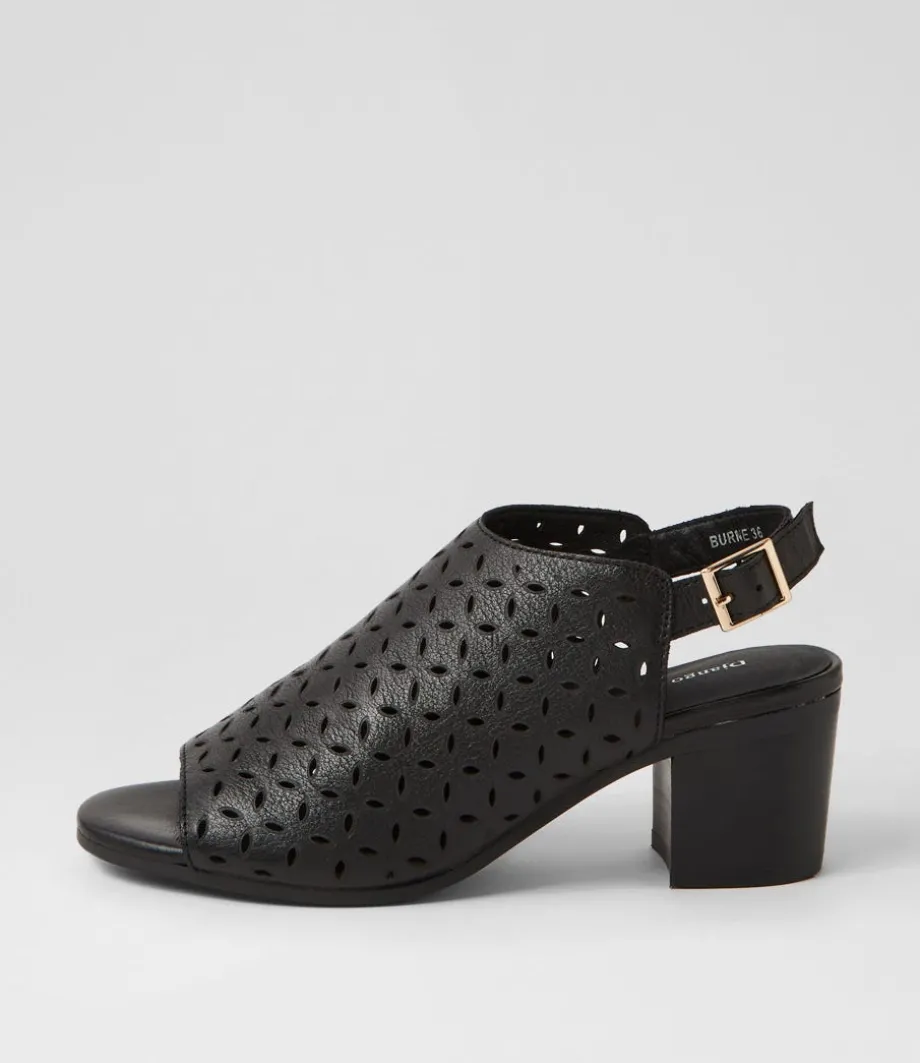 Burne Black Leather Sandals