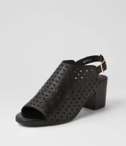 Burne Black Leather Sandals