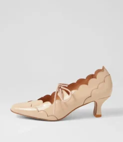 Caddie Latte Patent Leather Mary Jane Heels
