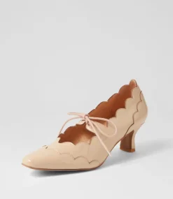 Caddie Latte Patent Leather Mary Jane Heels