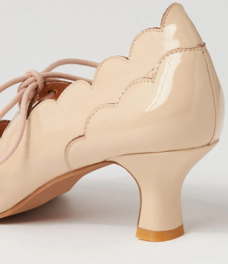 Caddie Latte Patent Leather Mary Jane Heels