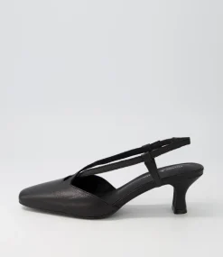 Cadman Black Leather Heels