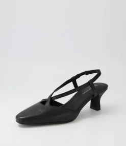Cadman Black Leather Heels