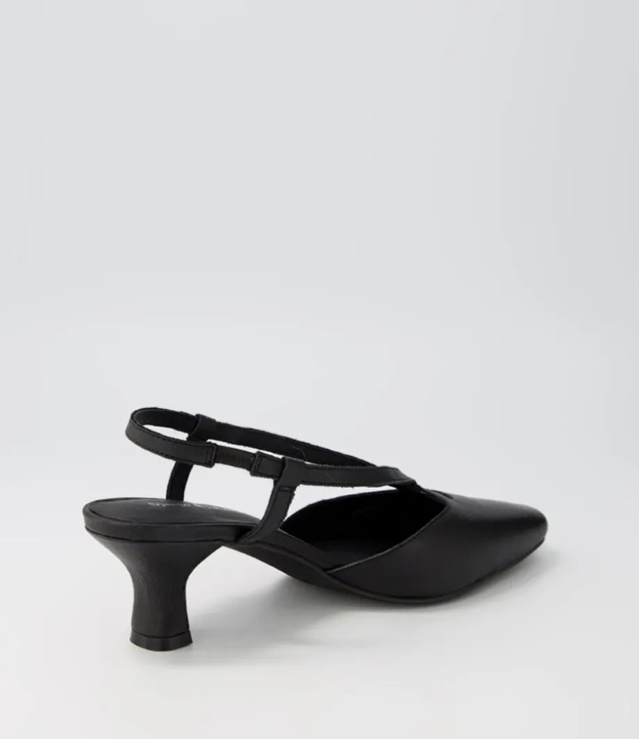 Cadman Black Leather Heels