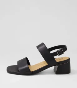 Caitlan W Black Leather Sandals