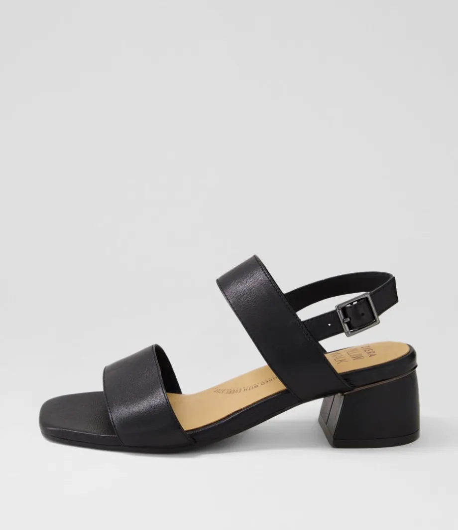 Caitlan W Black Leather Sandals