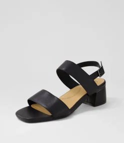 Caitlan W Black Leather Sandals