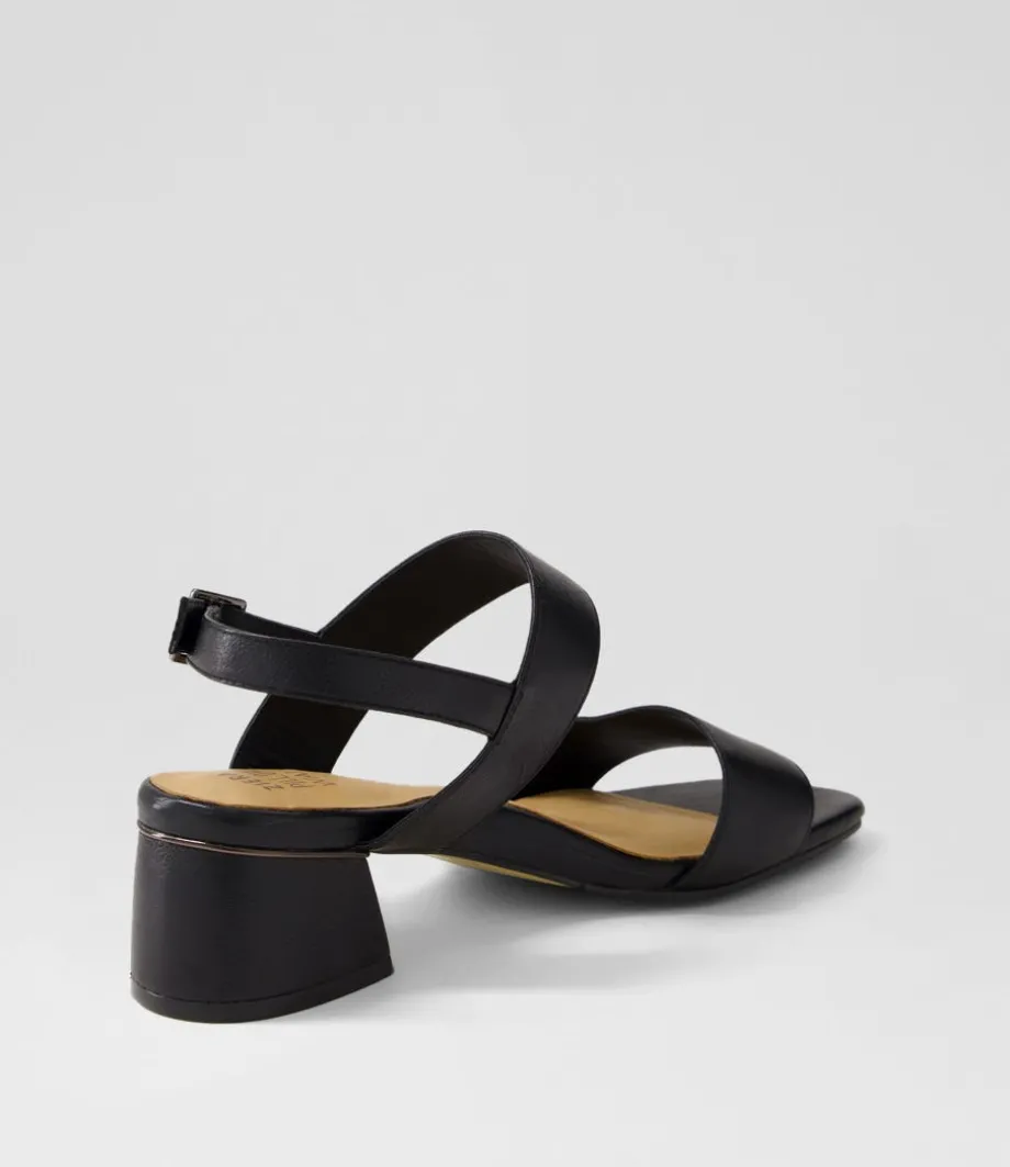 Caitlan W Black Leather Sandals