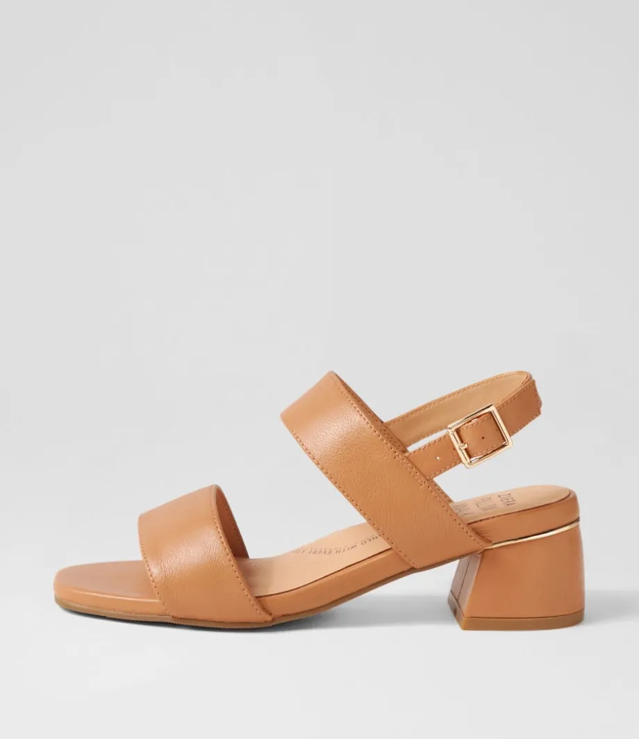 Caitlan W Tan Leather Sandals