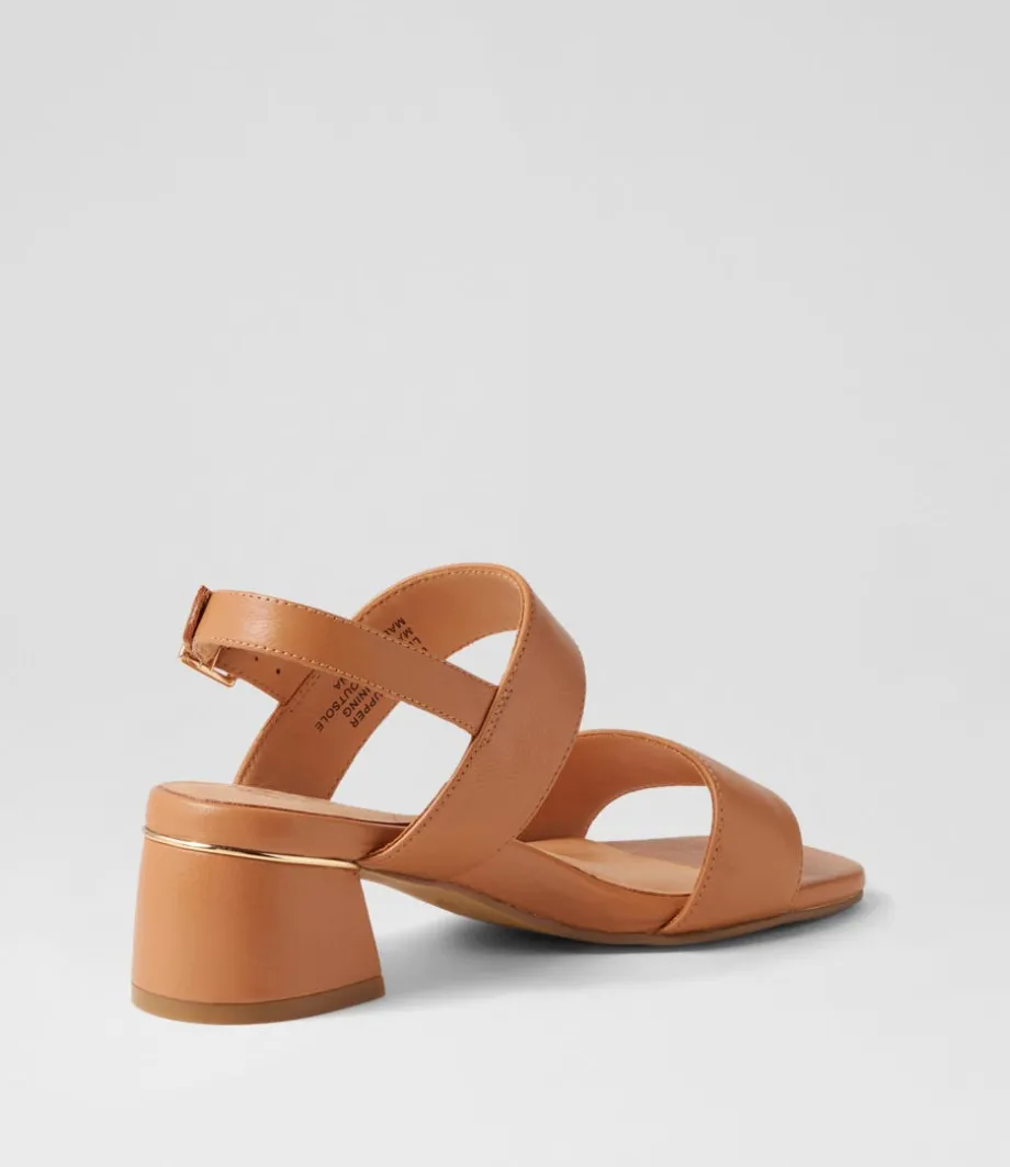 Caitlan W Tan Leather Sandals