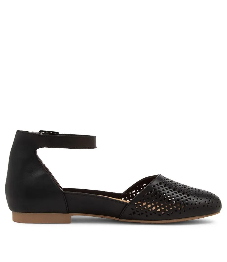 Camay Xf Black Leather Flat Shoes
