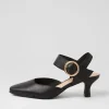 Caris Black Leather Heels