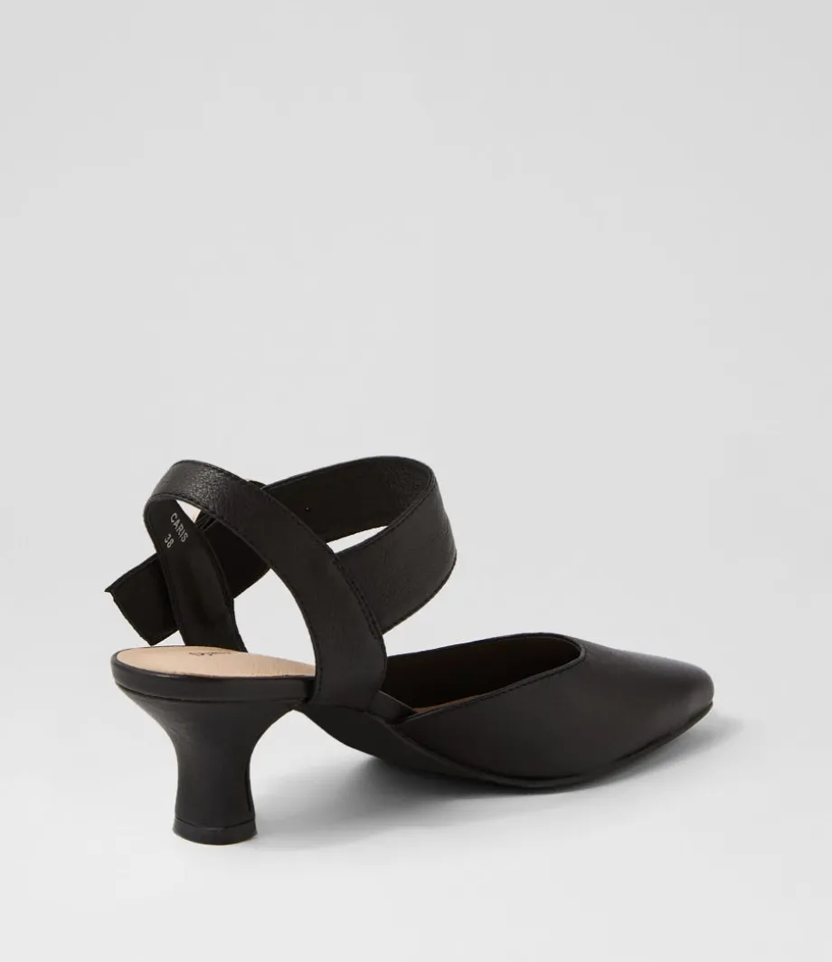 Caris Black Leather Heels
