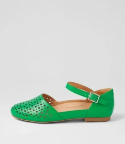Carrole Xf Bright Emerald Leather Flat Shoes