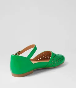 Carrole Xf Bright Emerald Leather Flat Shoes