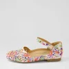 Carrole Xf Orange Floral Leather Flat Shoes