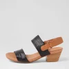 Cartha Black Dark Tan Leather Sandals