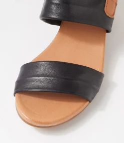Cartha Black Dark Tan Leather Sandals