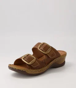 Catalonia 76 Brandy Leather Slides