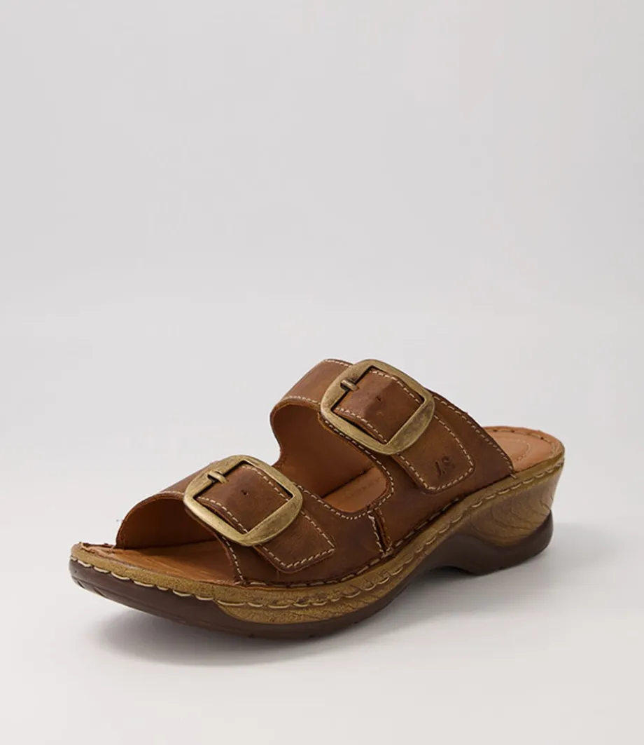 Catalonia 76 Brandy Leather Slides