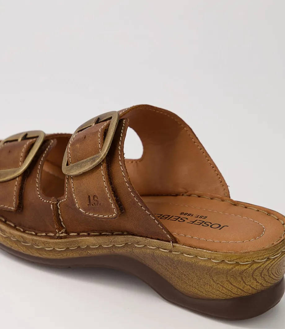 Catalonia 76 Brandy Leather Slides