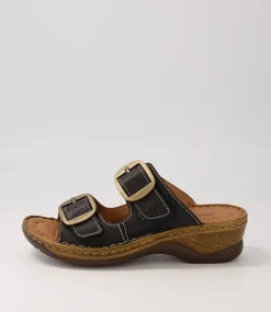 Catalonia 76 Schwartz Leather Slides