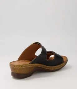 Catalonia 76 Schwartz Leather Slides