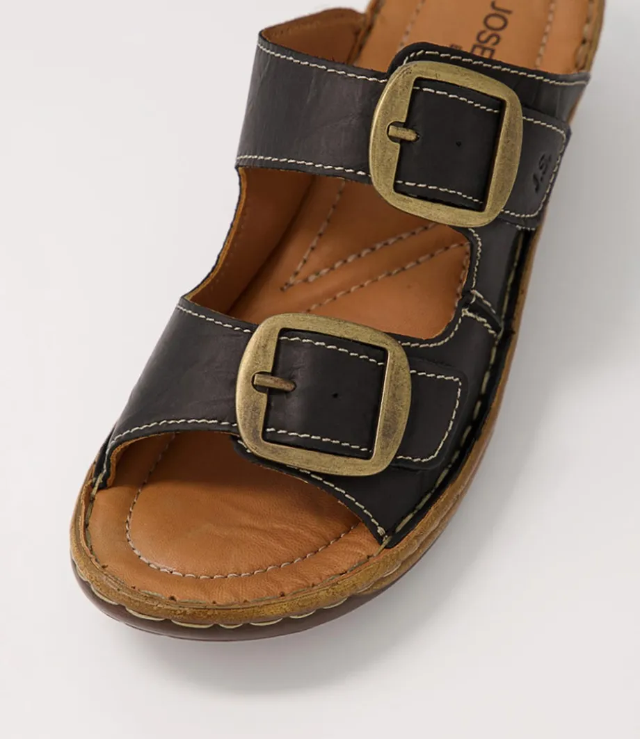 Catalonia 76 Schwartz Leather Slides
