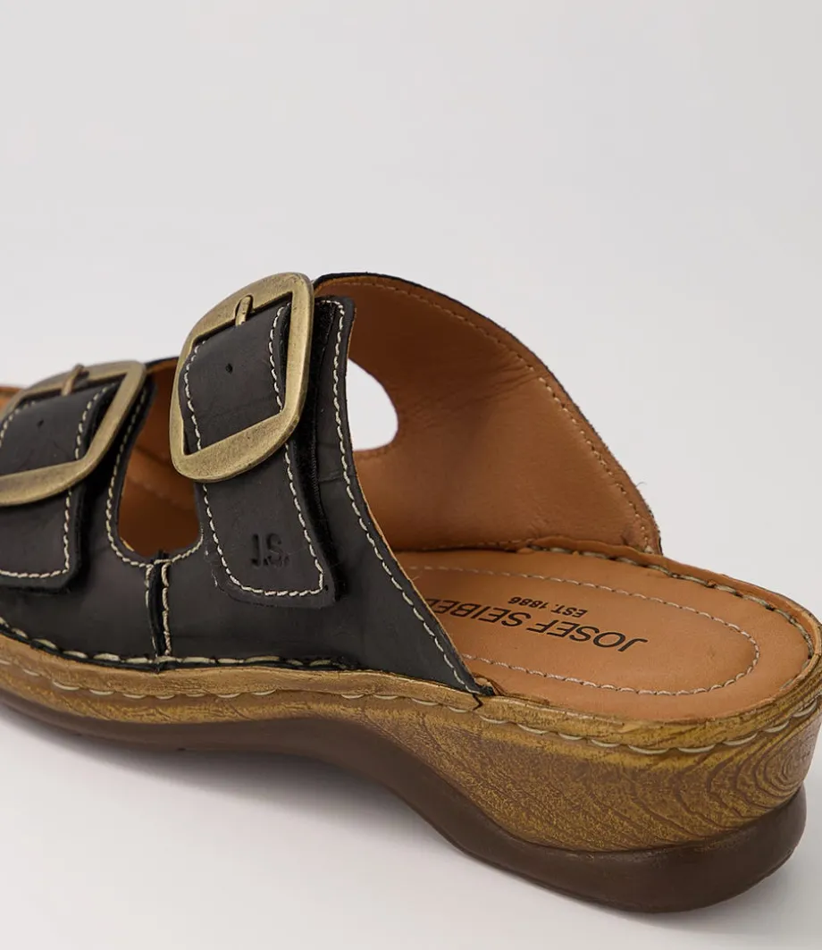 Catalonia 76 Schwartz Leather Slides