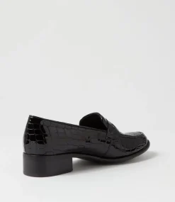 Cathi Black Patent Croc Heels