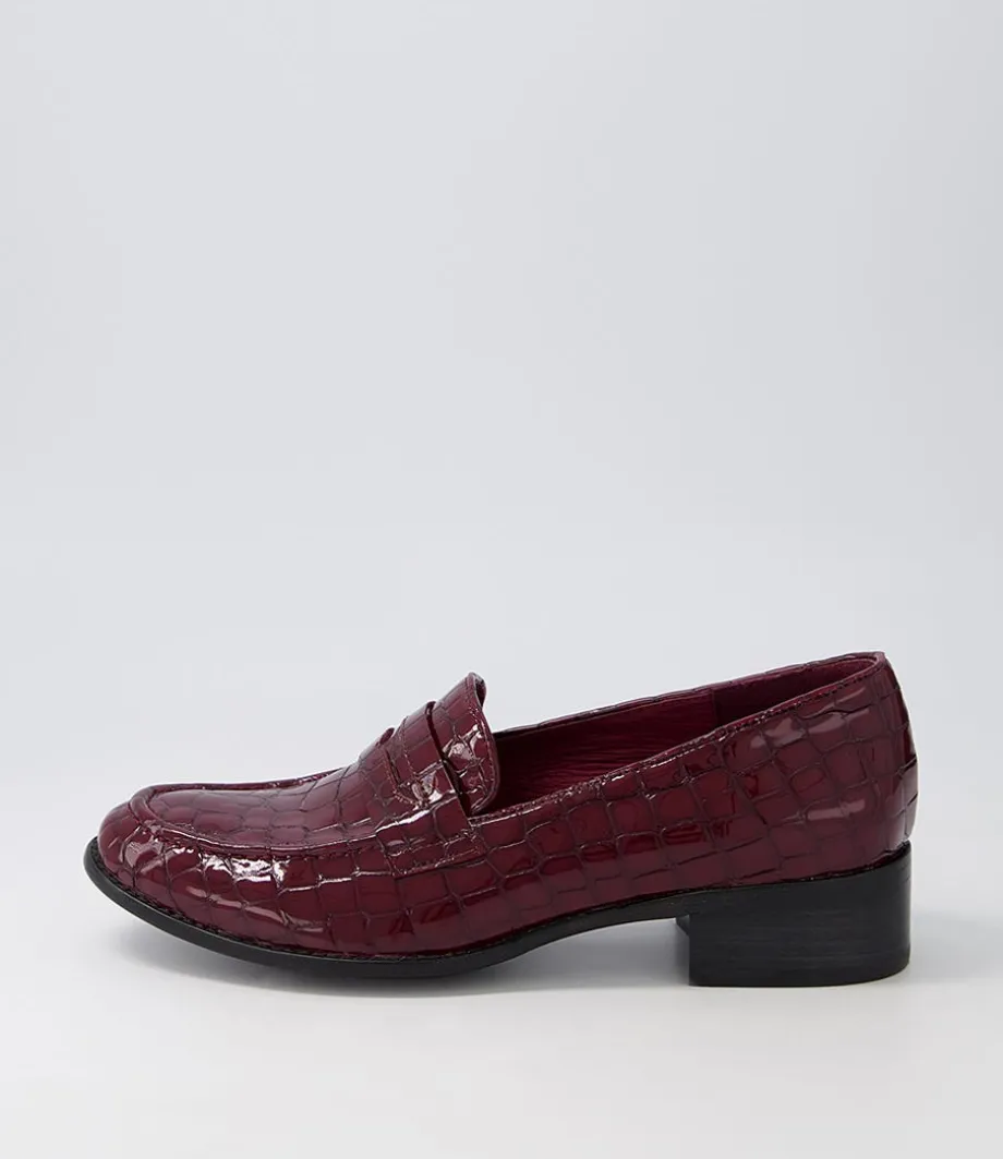 Cathi Claret Patent Croc Heels