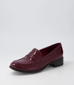 Cathi Claret Patent Croc Heels