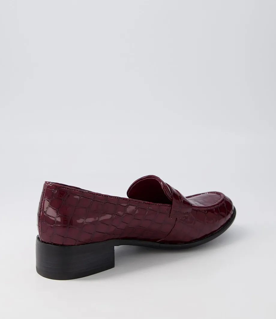 Cathi Claret Patent Croc Heels
