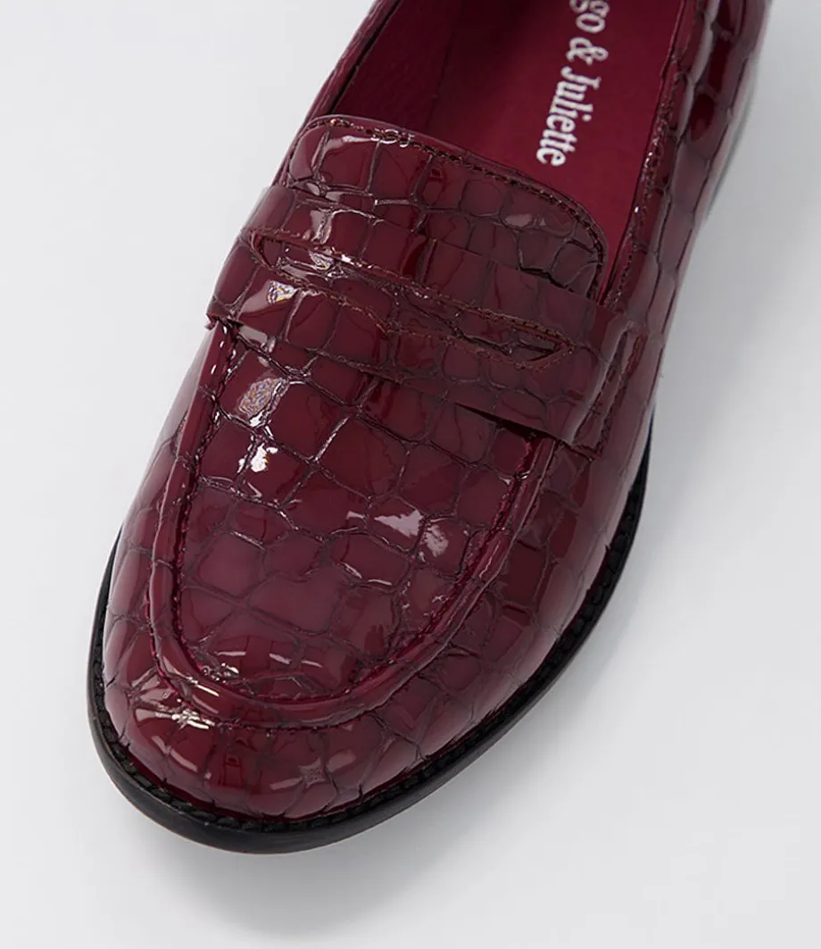 Cathi Claret Patent Croc Heels