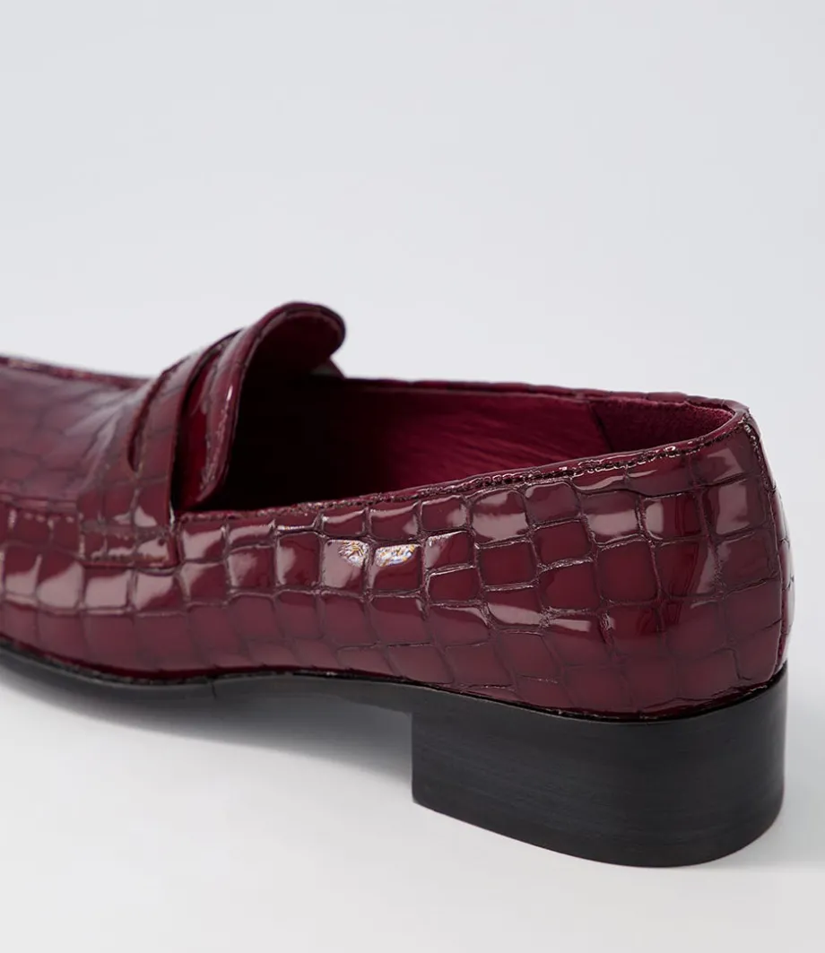Cathi Claret Patent Croc Heels