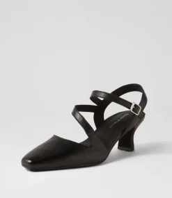 Charissa Black Leather Heels