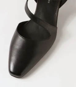 Charissa Black Leather Heels