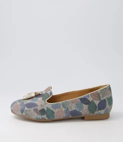Charter Xf Blue Leaf Gold Multi Flat Shoes