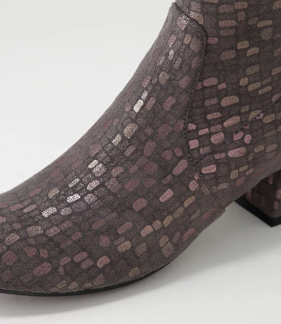 Checkie Grey Sparks Stretch Microsuede Ankle Boots