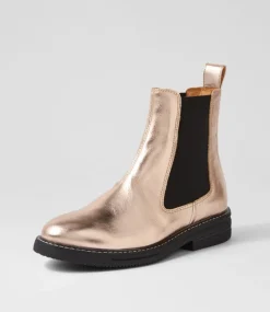 Chelsea Rise Boot Rose Gold Foil Leather Chelsea Boots